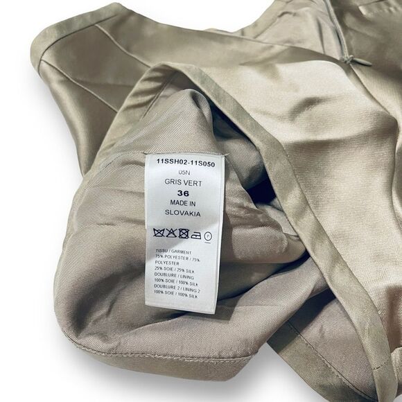 Chloé Metallic Silk High Rise Lace-Up Shorts Gris Vert Size 36 US 5 - Picture 10 of 14